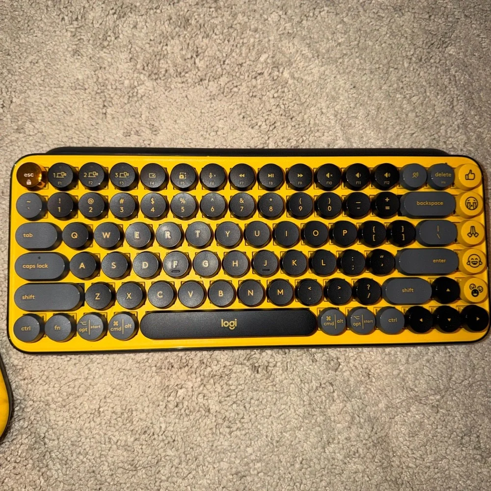 Logitech Yellow and Black Bluetooth Round-Key Wireless Keyboard